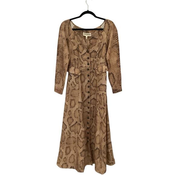 Mara Hoffman Silvana Snake Print Midi Dress In Sand Multi Size 2 Shirtdress - Picture 4 of 16